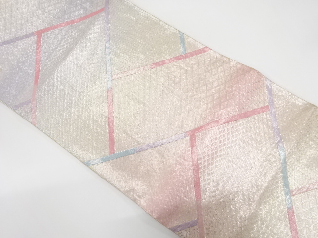 JAPANESE KIMONO / ANTIQUE FUKURO OBI / SILK / SAGANISHIKI / WOVEN HIGAKI PATTERN